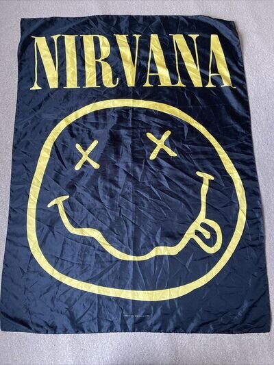 NIRVANA happy face TEXTILE POSTER Fabric FLAG Kurt COBAIN 80cm X 107cm Grunge