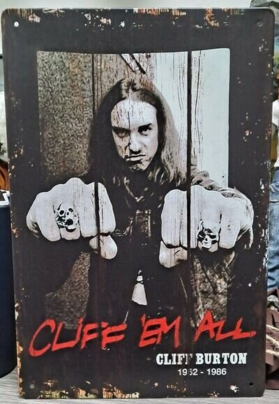 Metallica Cliff Burton A4 Vintage Effect Poster TIN SIGN Bass Cliff Em All New