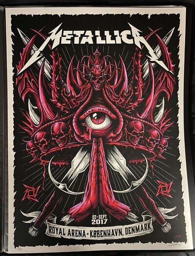 METALLICA BRANDON HEART Kobenhaven Denmark Artist Proof Poster 2017 Rare