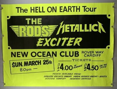 Metallica Poster Cliff Barton New Ocean Club Cardiff Vintage Original March 1984