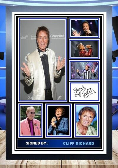 (373 cliff richard signed photograph unframed/framed Music Memorabilia reprint