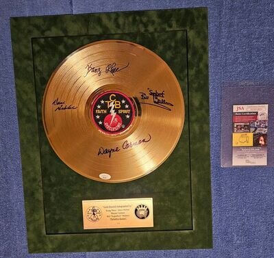 Elvis Presley AUTOGRAPHED TCB Gold Record RHEE, HEBLER, CARMAN, Superfoot W/COA