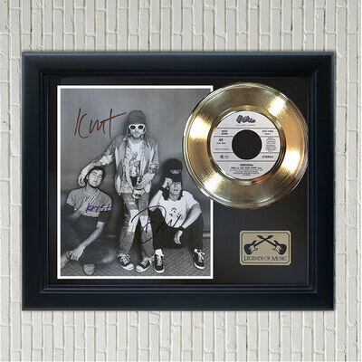 Nirvana "Smells Like Teen Spirit" Framed Gold Record Reproduction Signatures