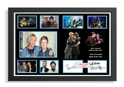 272) paul weller & noel gallagher signed photograph unframed/framed reprint