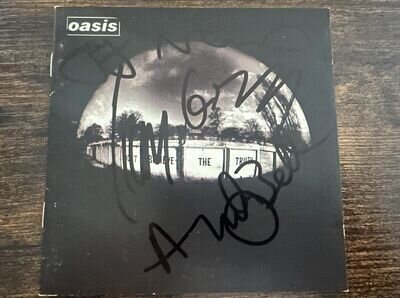 Oasis signed Cd Booklet Autographed Inperson By Liam Noel Andy Gem and Jay Music