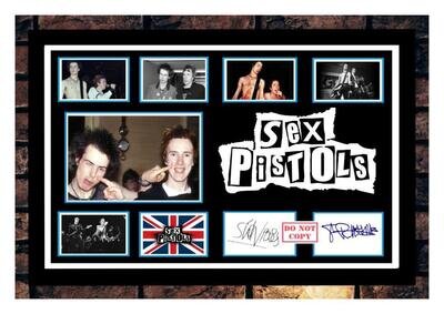 463) sid vicious & johnny rotten signed a4 photograph framed unframed reprint