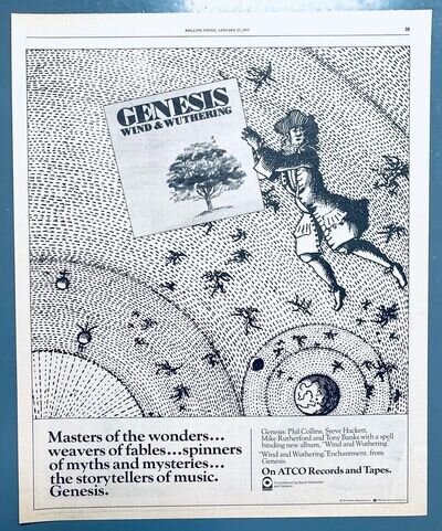 GENESIS 1977 vintage POSTER ADVERT WIND & WUTHERING Phil Collins