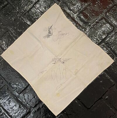 Gene Simmons One-of-a-kind Autographed Cloth Napkin with Doodles