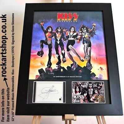 Kiss SIGNED GENE SIMMONS Destroyer Vinyl LP Autographed Framed *WORLD SHIP