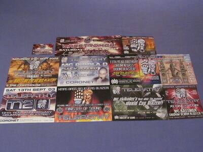 11 TELEPATHY OLDSKOOL DNB JUNGLE RAVE FLYERS AWOL 1 NATION INNOVATION ROAST PK1