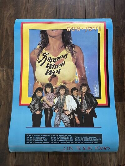 BON JOVI , UK Tour Poster , 1986 , Original .