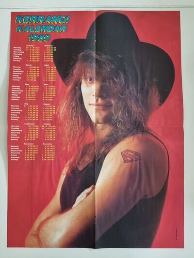 JON BON JOVI 1989 Giant A1 size wall calendar poster Vintage