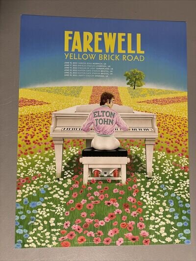 ELTON JOHN SHOW LITHO POSTER GBYBR FAREWELL TOUR 6 DATES UNITED KINGDOM MINT