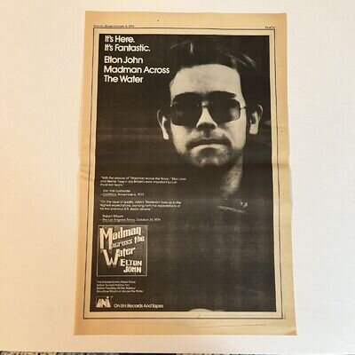 X Elton John Madman Across the Water Original 1972 11"x17" Poster Type Advert