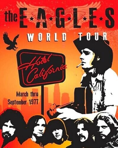 1977 Rock Band THE EAGLES Glossy 8x10 Photo World Tour Poster Glenn Frey Print