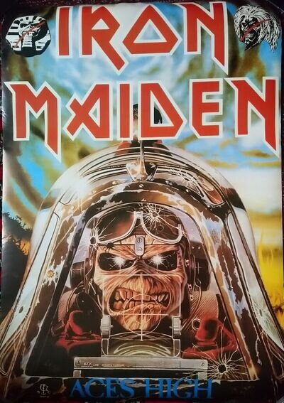 IRON MAIDEN RARE ORIGINAL ACES HIGH 1984 POSTER MADE in the UK - Size 90x60cm