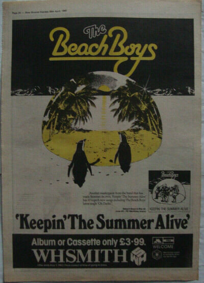 BEACH BOYS - KEEPIN' THE SUMMER ALIVE - 1980 Poster Sized Music Press Advert!