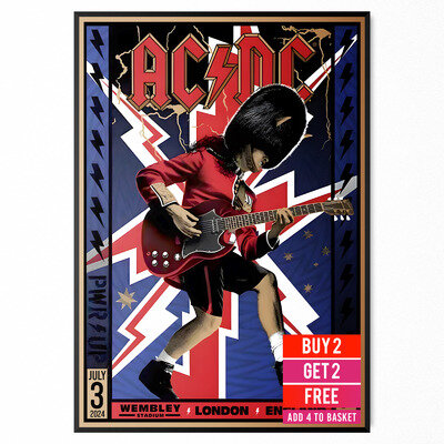 AC/DC Concert Poster Print Wembley Stadium 03-07 July 2024 PWR UP TOUR 2024