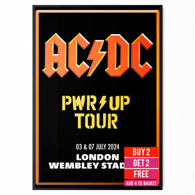 AC/DC Concert Poster Print Wembley Stadium 03-07 July 2024 PWR UP TOUR 2024