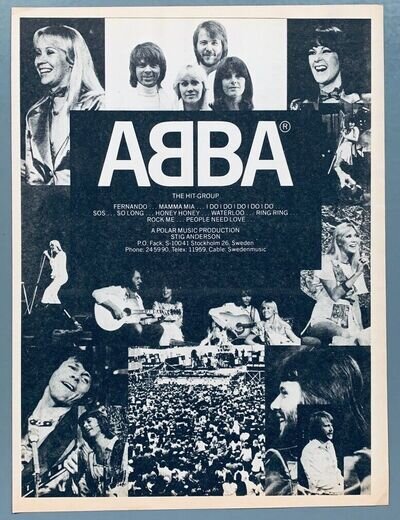 ABBA vintage 1976 POSTER ADVERT Polar Music