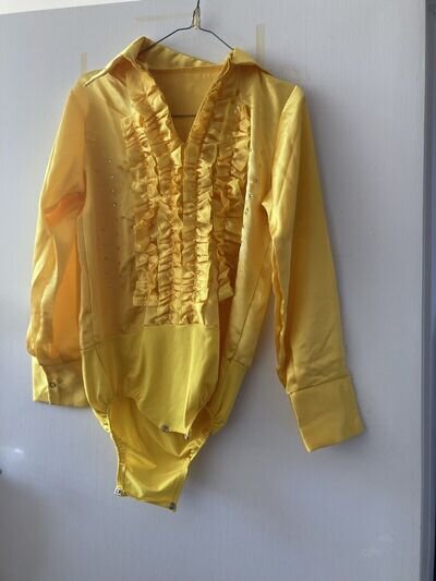 frilly yellow ballroom/disco shirt with leotard bottom