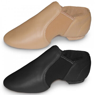 ROCH VALLEY SLIP ON SPLIT SOLE NEOPRENE JAZZ SHOES DANCE 7C-11A RVNEO BLACK TAN