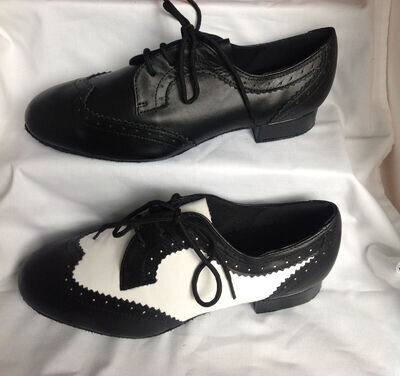 Mens White/Black or Black Jive, Ballroom, Salsa Dance Shoes - 7-12