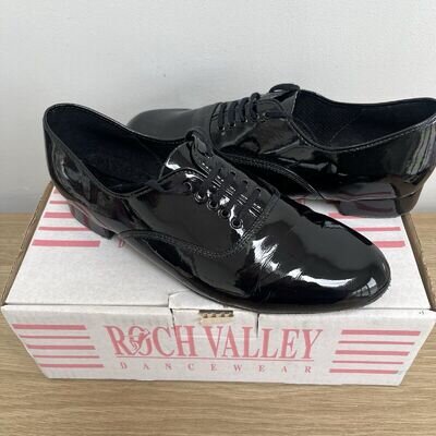 vintage roch valley mens black Patent ballroom dance shoes Size 9