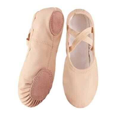 Leather Ballet Shoes in Pink - Split Sole Dance Shoes for Girls Kids Adults