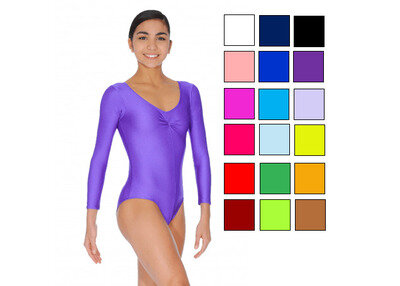 Arabesque Lorraine Ruched Shiny Nylon/Lycra Long Sleeve Leotard