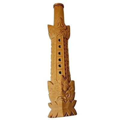 Wooden Balinese Flute Recorder Hand Carved Totem Indonesian 31.5cm