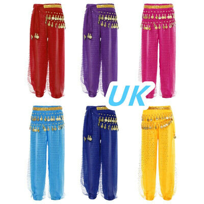 UK Kids Girls Belly Dance Performance Pants Tribal Arabic Trousers Harem Pants