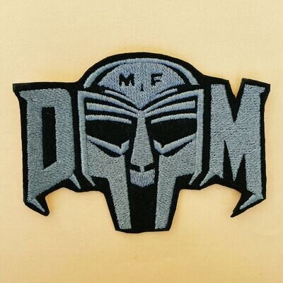 Iron on Patch - MF Doom Mask Text Patch Hip Hop Rap