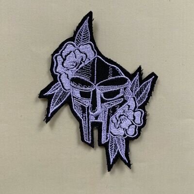 Iron on Patch - Floral Doom Mask Embroidered Hip Hop Rap