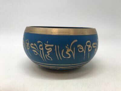 Metal Singing Bowl Blue Sound Trinket Ornate T2140 AC251