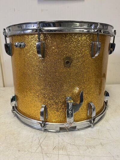 Ludwig WFS vintage Gold sparkle snare drum 15" Head 13" Deep Parade Drum Used