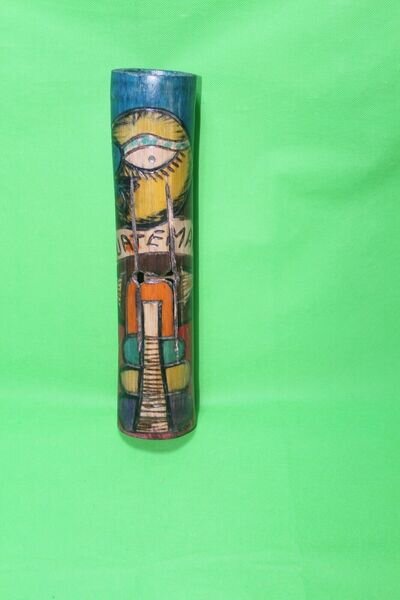 Vintage Decorative Wood Percussion Instrument Hollow Slit Tube Guatemala Tiki