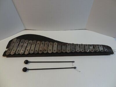 Antique Vintage Xylophone Metal Bars Instrument Keys Music Bells 22 Note Bongers