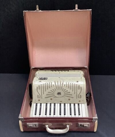 Bell Accordion Compact Childs Italian Mother of Pearl Casing With Hard Case