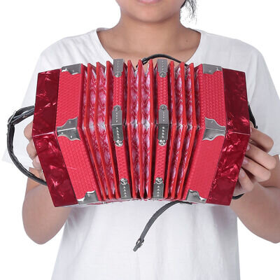 Professional 20 Buttons Accordion Concertina Musical Instrument (Red) SDS