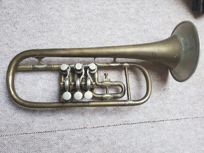 Nice, very old rotary trumpet in C (?) "J. F. Stowasser Graslitz"