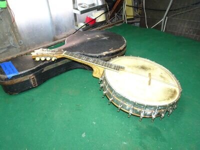 Vintage Orpheum mandolin banjo. Ornate. Carved heel.