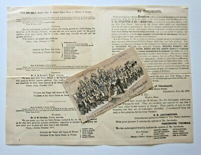 c1885 Music Ephemera Gut Strings Stratton Boston Thomas Orchestra Gewandhaus