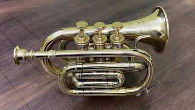 Polished Brass Bugle Instrument Pocket Trumpet With 3 Valve Vintage Flugel Horn,