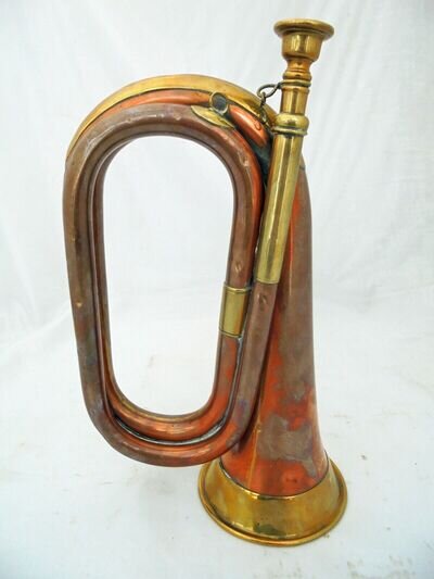 Victorian Copper and Brass Bugle with Mouthpiece