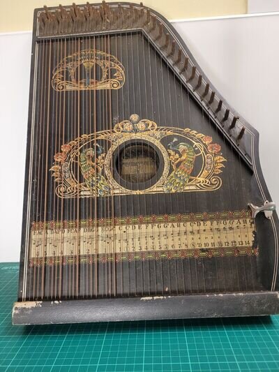 Vintage AMERIKANISCHE Five-Chord Zither With Turning Key Instrument & Music