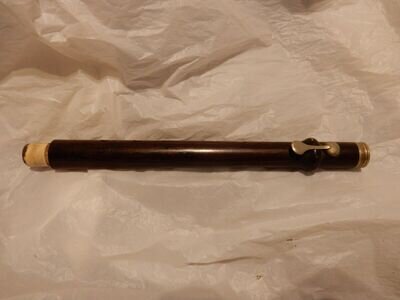 19th ct rosewood & metal mounted flute part