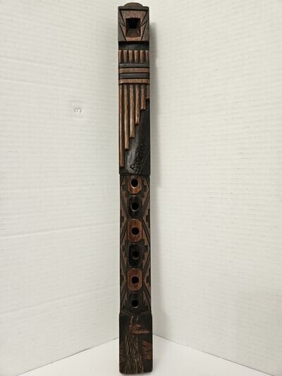 Vintage Bolivian Carved Wooden Llama Flute Recorder