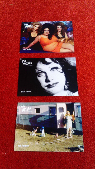 John Waters 2024 Film Season Postcards 'P/Flamingo's, M/Maniacs, Female Trouble'