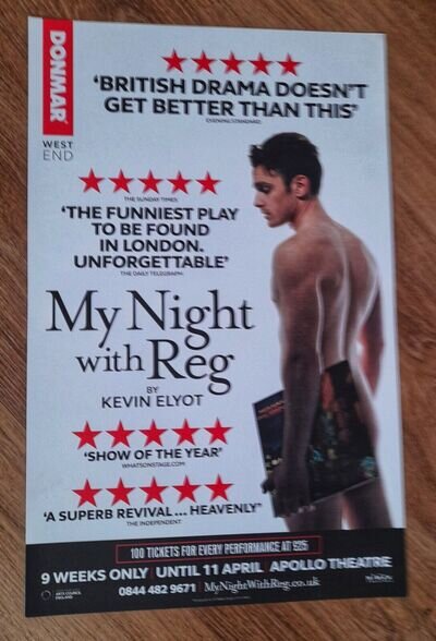 MY NIGHT WITH REG - Original West End Theatre poster: SUPER RARE